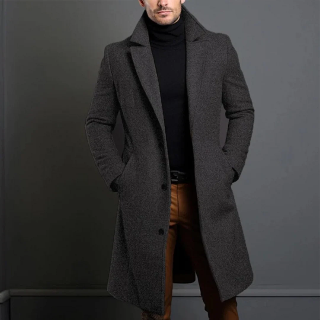Manteau Long Homme – Coupe Regular, Longueur Sous le Genou