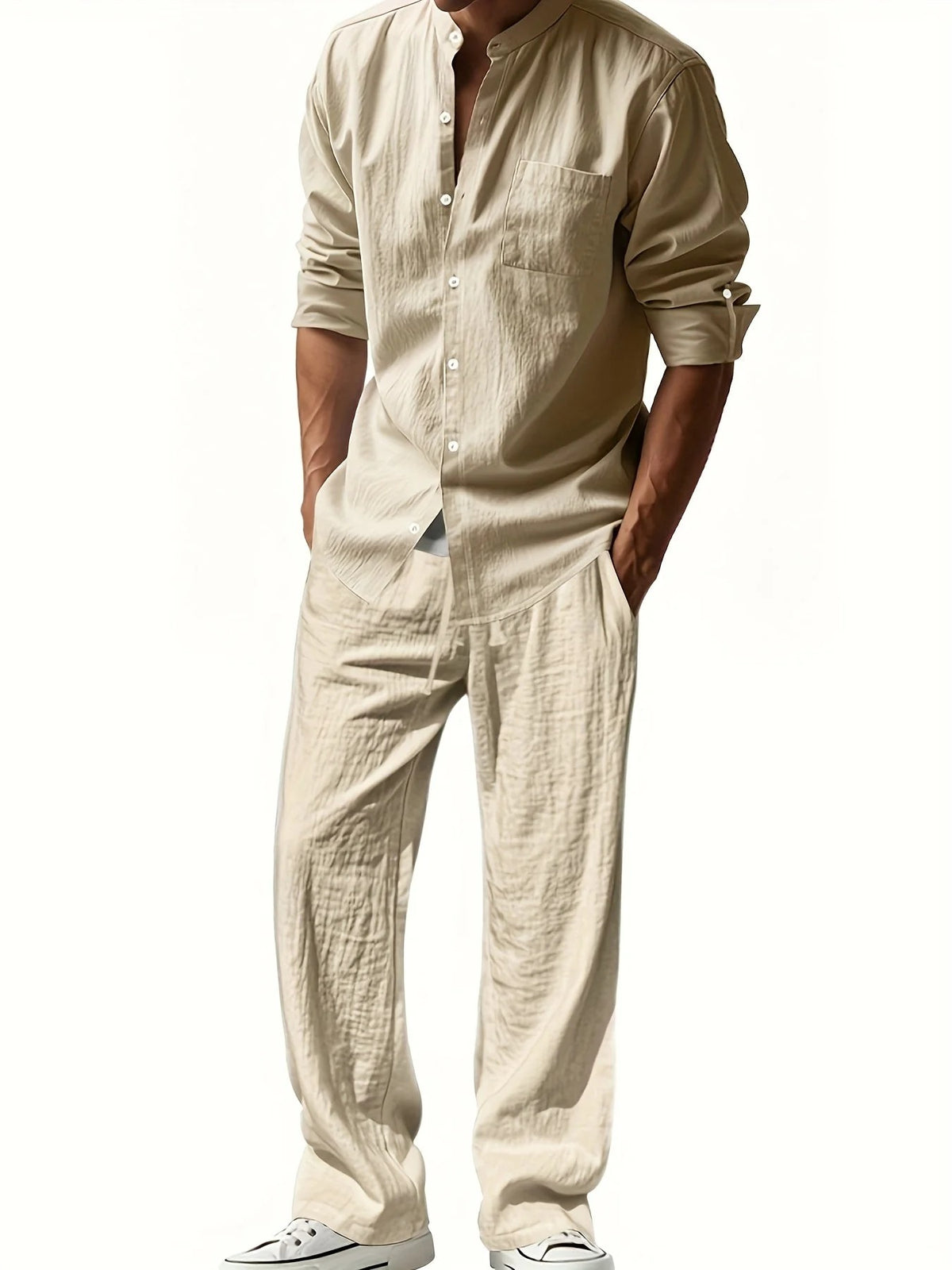 Ensemble Homme Chemise et Pantalon – Col Mao