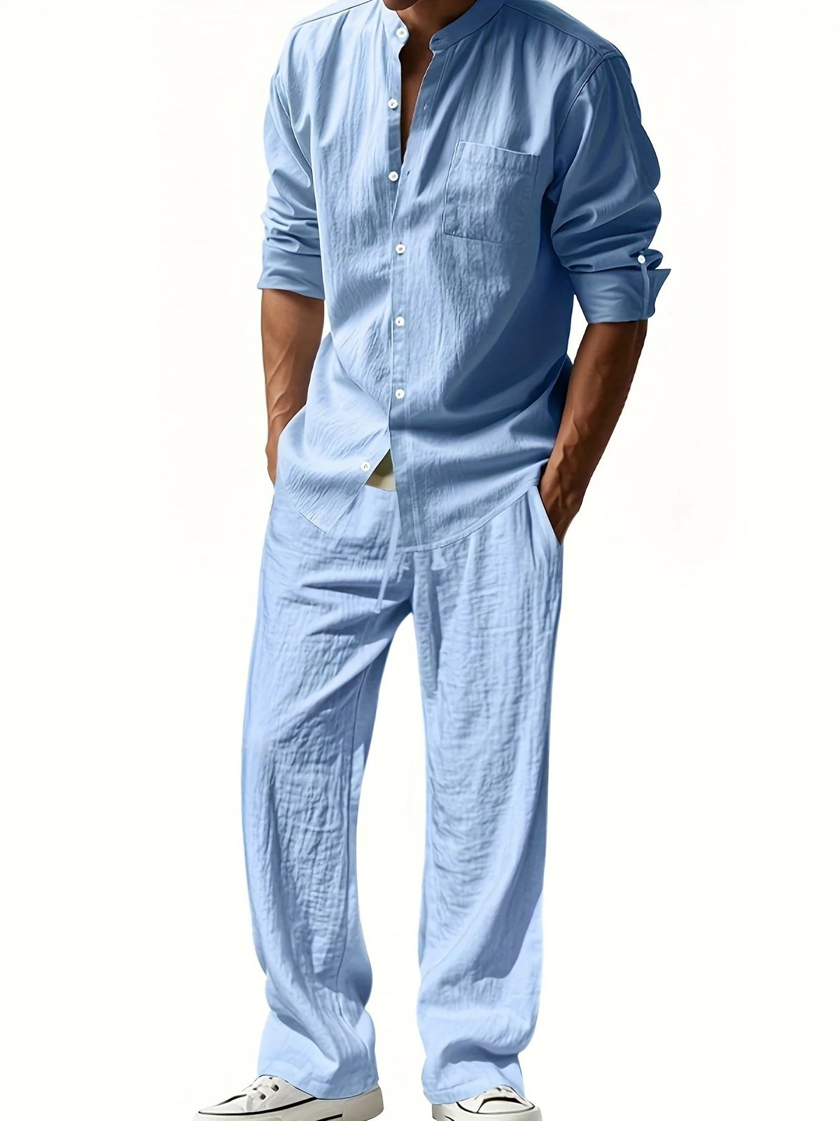 Ensemble Homme Chemise et Pantalon – Col Mao