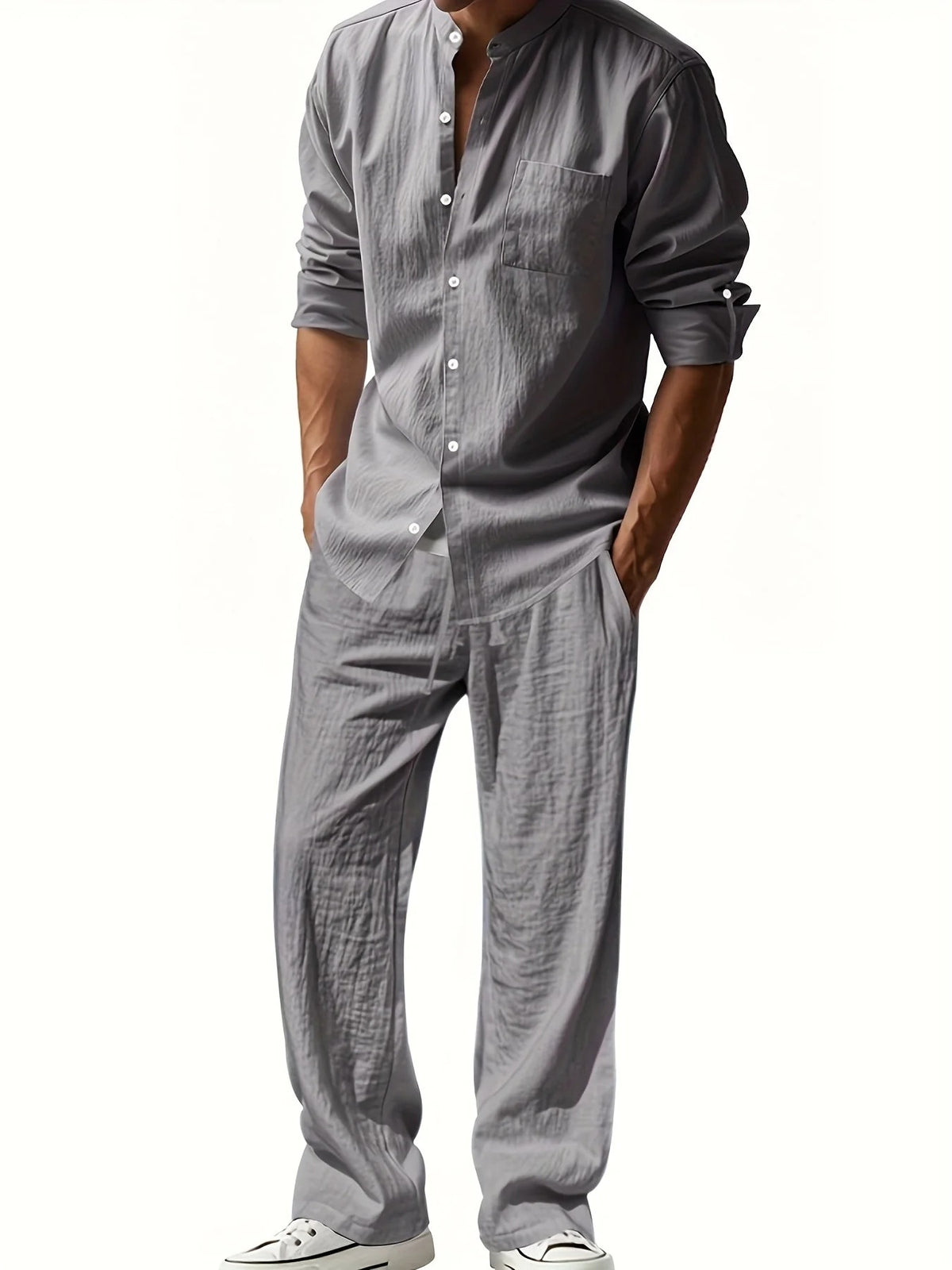 Ensemble Homme Chemise et Pantalon – Col Mao