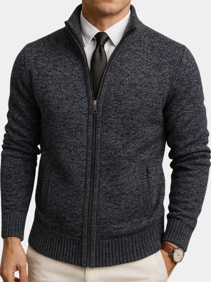 Cardigan Zippé Homme – Col Montant
