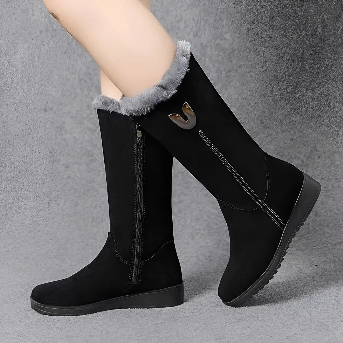 Bottes d'hiver femme tige haute noir