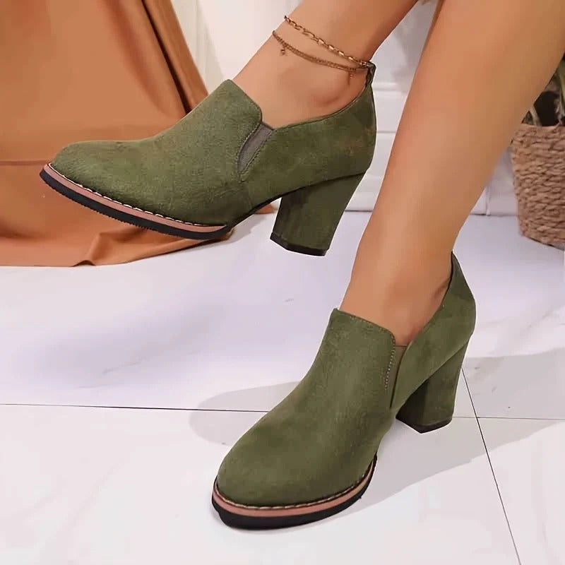 Mocassins Femme à Talon Bloc – Boucle Décorative