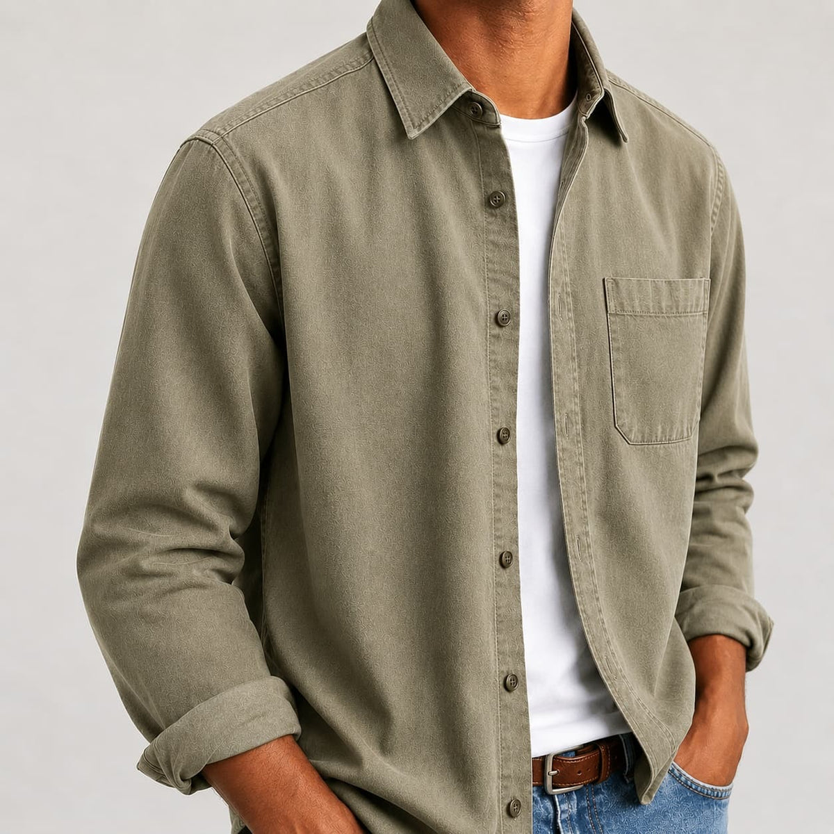 Chemise Homme Décontractée – Poche Poitrine