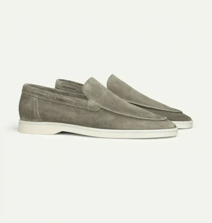 Mocassins homme effet daim vert olive