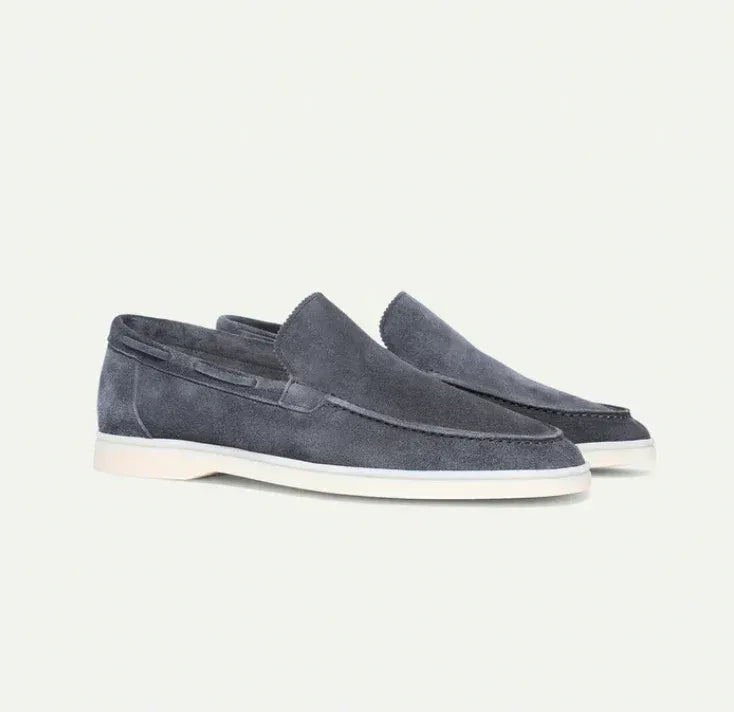Mocassins homme effet daim gris clair