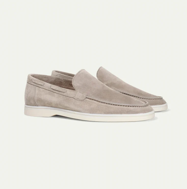 Mocassins homme effet daim beige clair