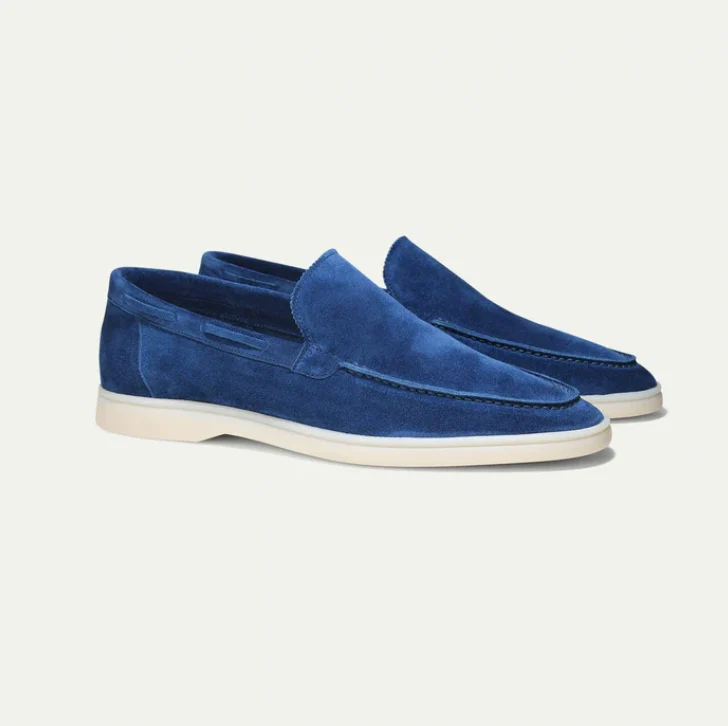 Mocassins homme effet daim bleu marine