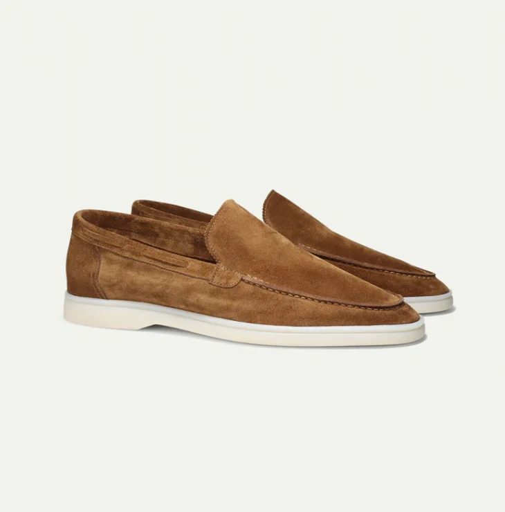 Mocassins homme effet daim marron clair