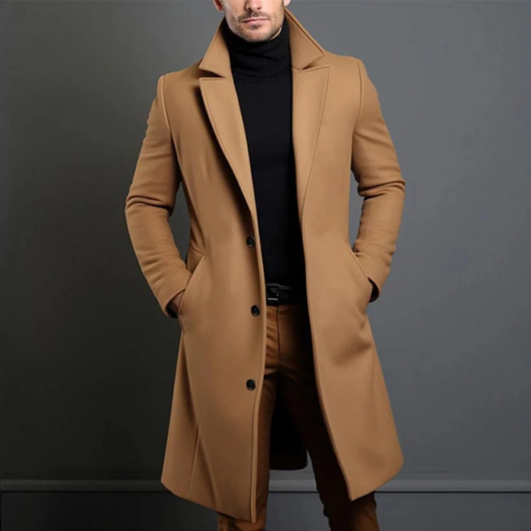 Manteau Long Homme – Coupe Regular, Longueur Sous le Genou