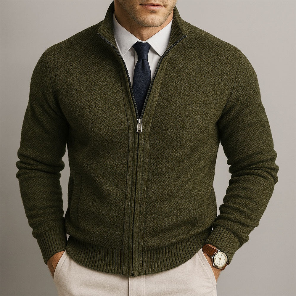 Cardigan Zippé Homme – Col Montant