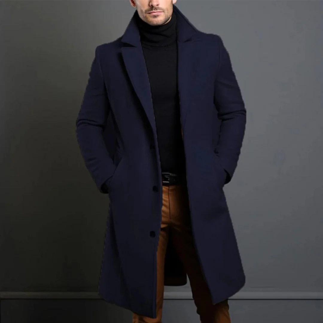 Manteau Long Homme – Coupe Regular, Longueur Sous le Genou