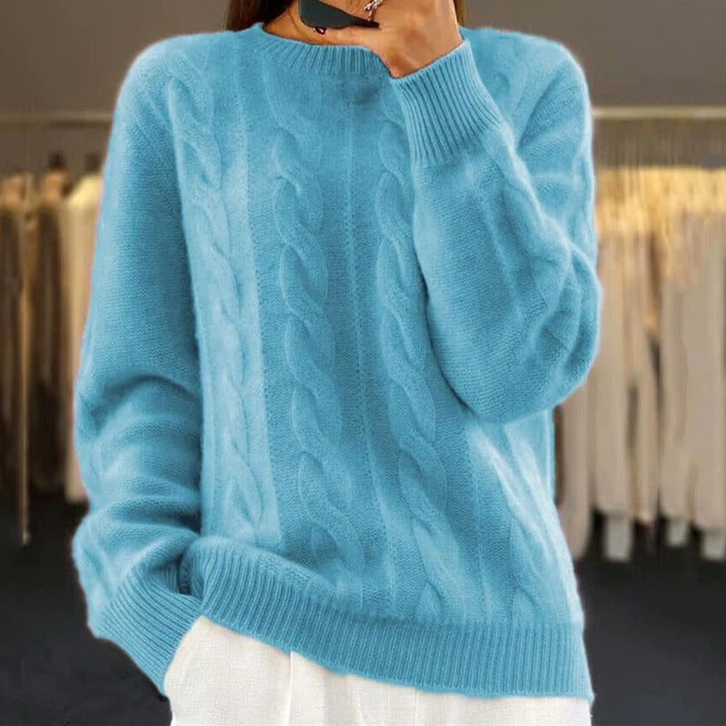 Pull Torsadé Femme – Col Rond