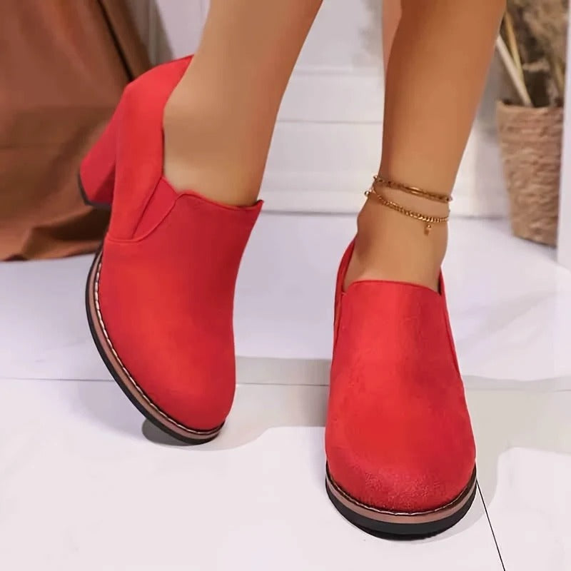 Mocassins Femme à Talon Bloc – Boucle Décorative