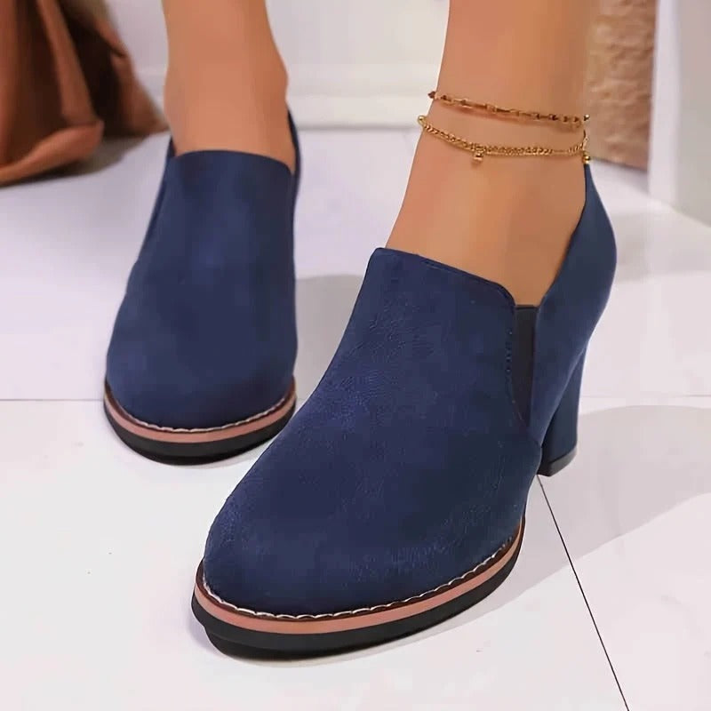 Mocassins Femme à Talon Bloc – Boucle Décorative