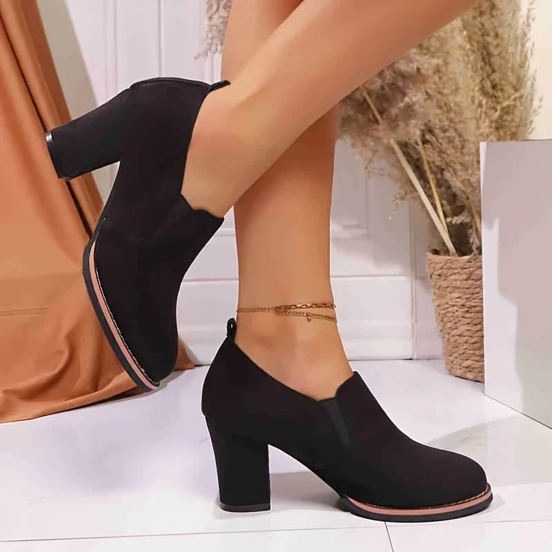 Mocassins Femme à Talon Bloc – Boucle Décorative