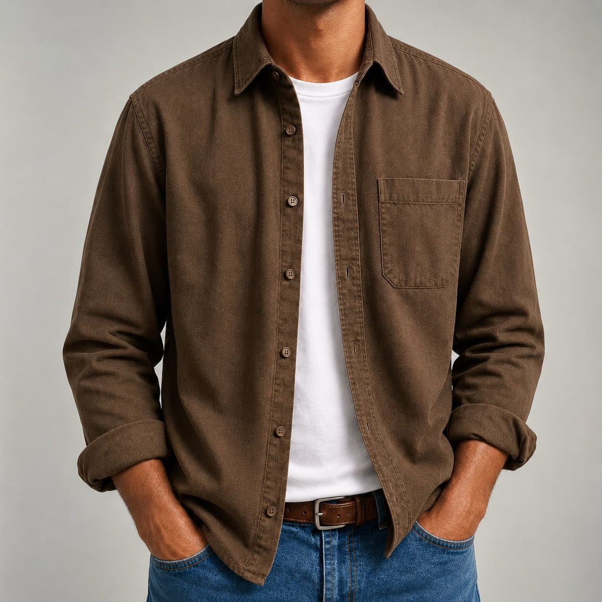 Chemise Homme Décontractée – Poche Poitrine