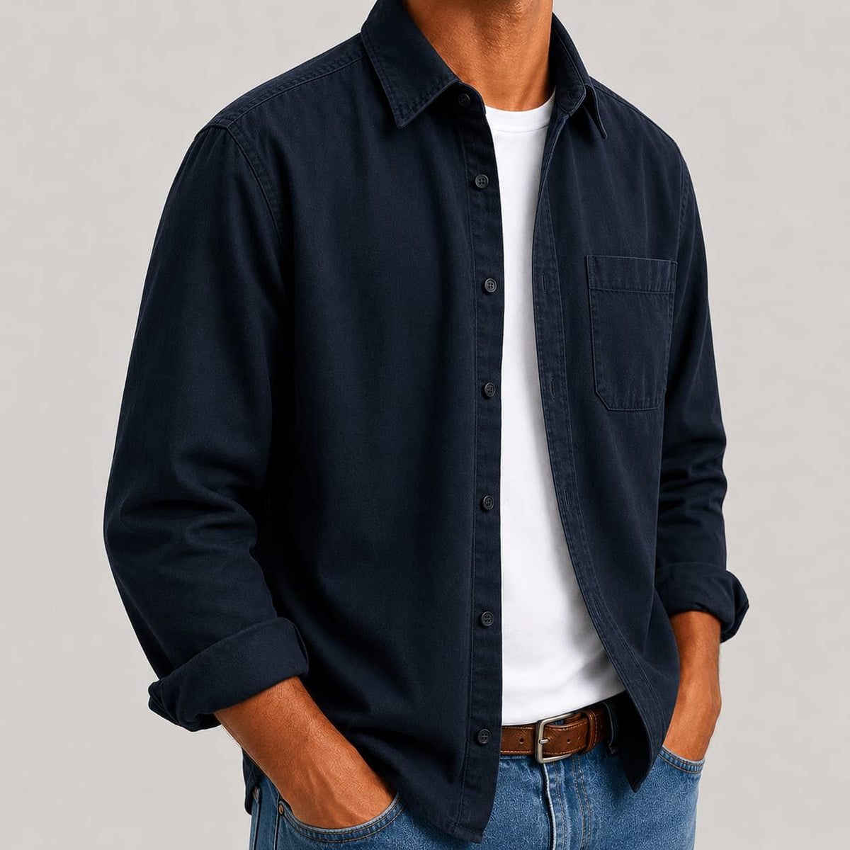 Chemise Homme Décontractée – Poche Poitrine
