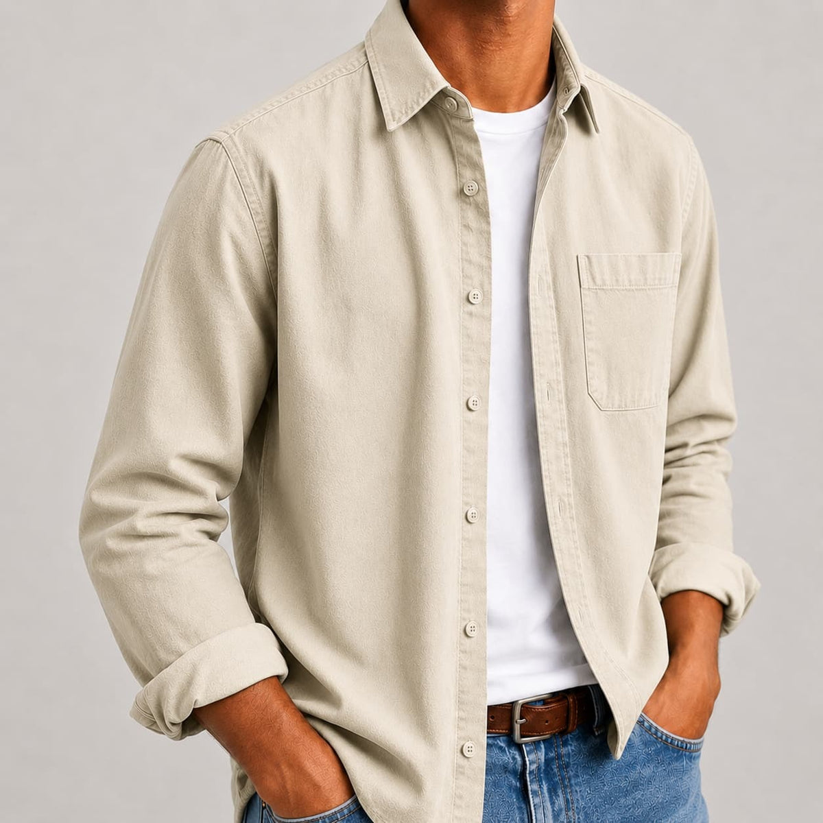 Chemise Homme Décontractée – Poche Poitrine