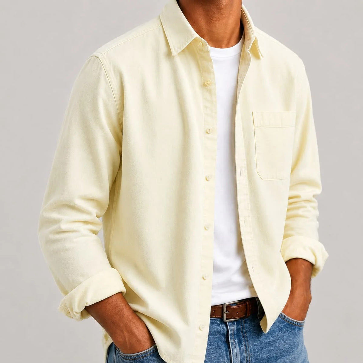 Chemise Homme Décontractée – Poche Poitrine