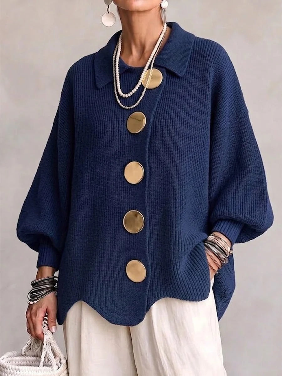 Gilet Grosse Maille Femme – Boutons Dorés
