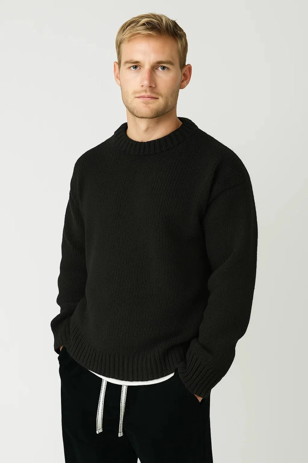 Pull Homme Col Rond – Maille Texturée