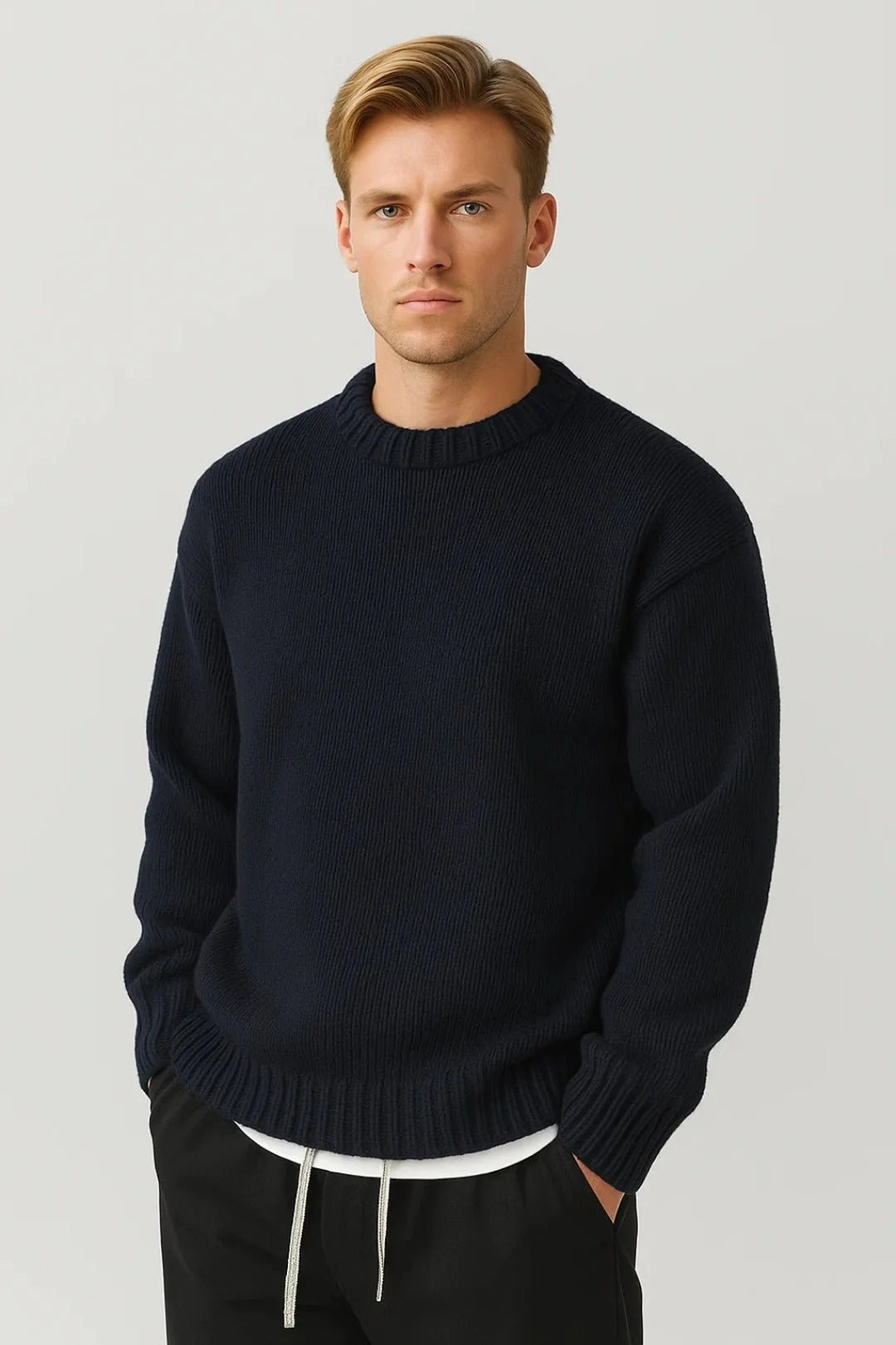 Pull Homme Col Rond – Maille Texturée