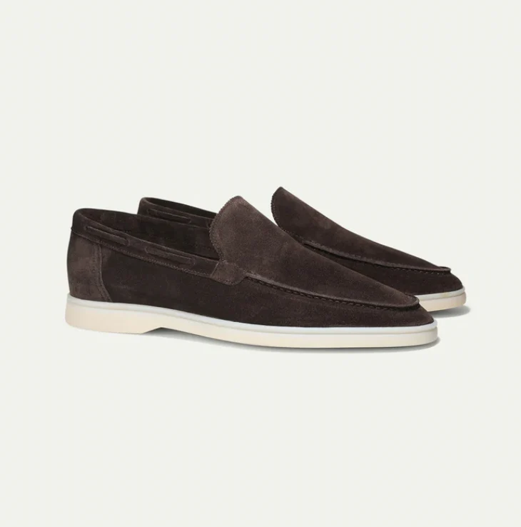 Mocassins homme effet daim marron foncé