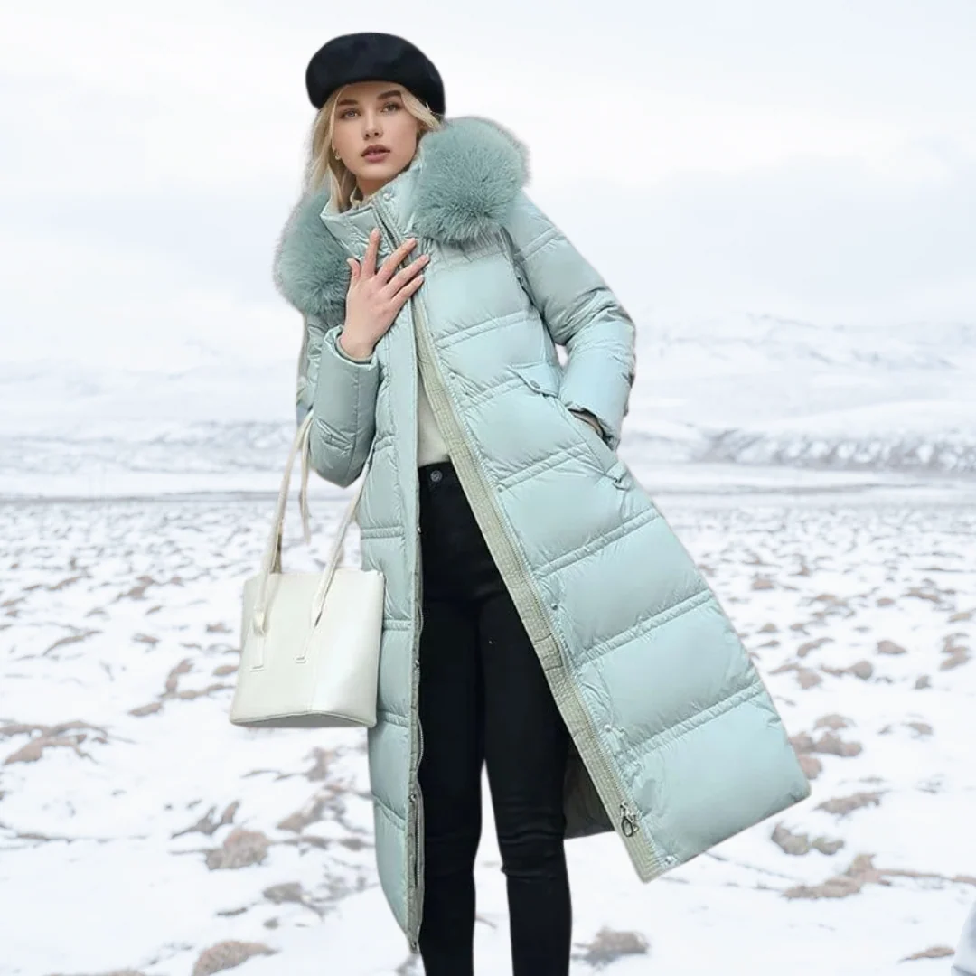 Doudoune femme matelassée zippée bleu clair