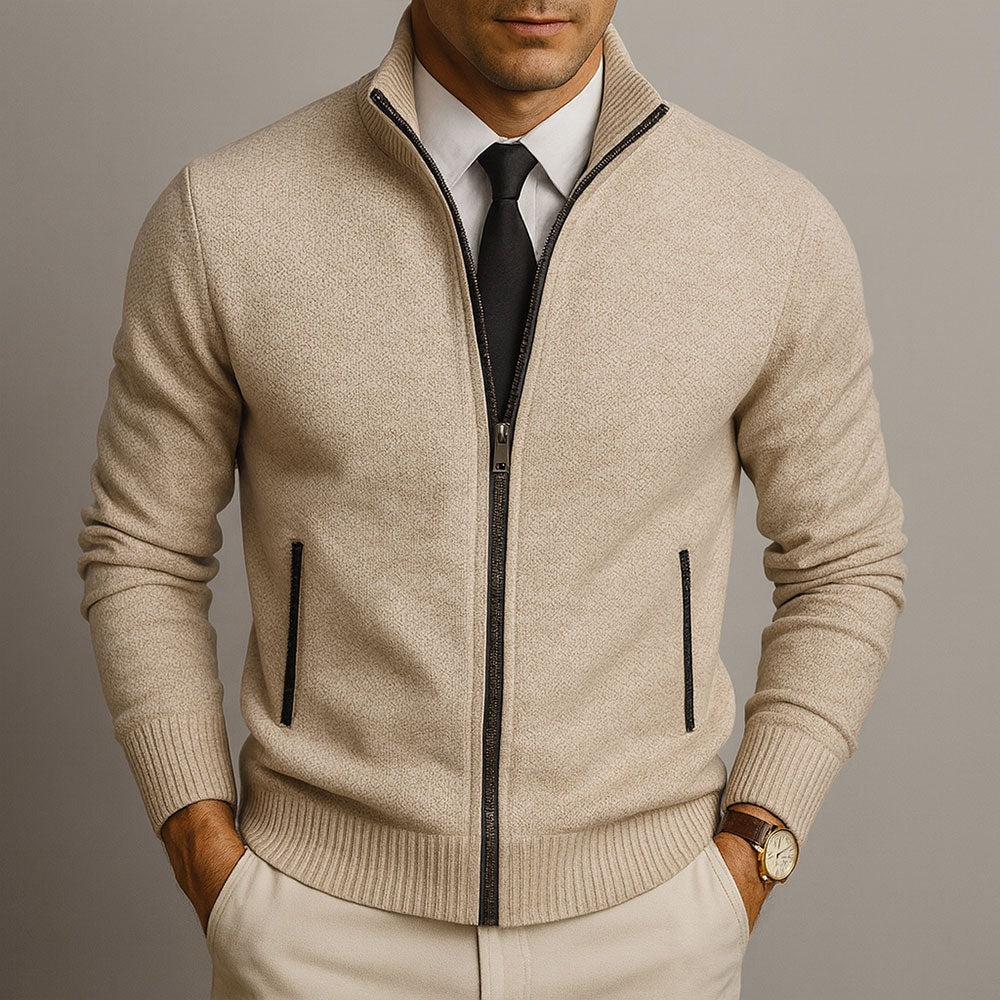 Cardigan Zippé Homme – Col Montant