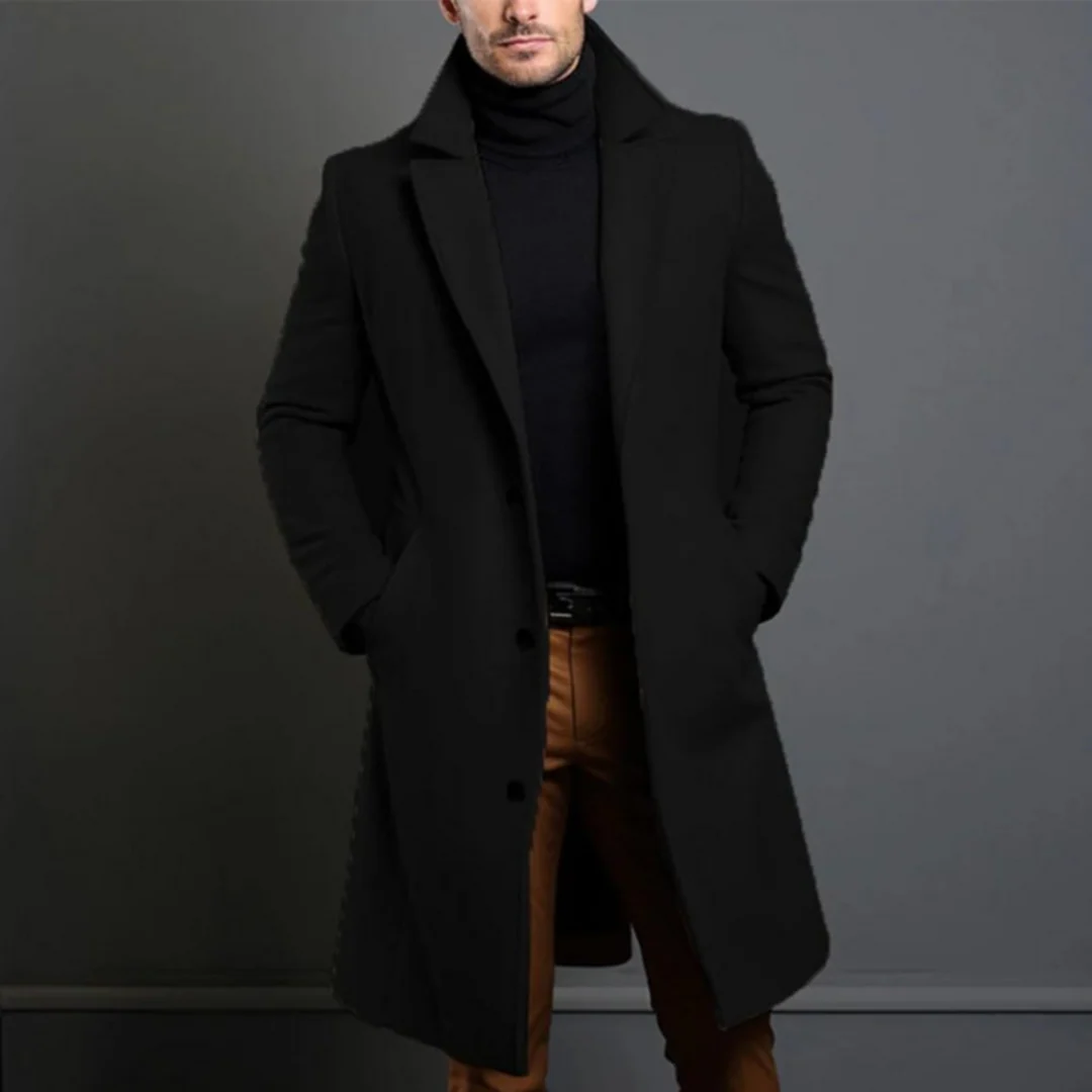 Manteau Long Homme – Coupe Regular, Longueur Sous le Genou