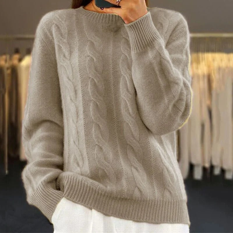 Pull Torsadé Femme – Col Rond