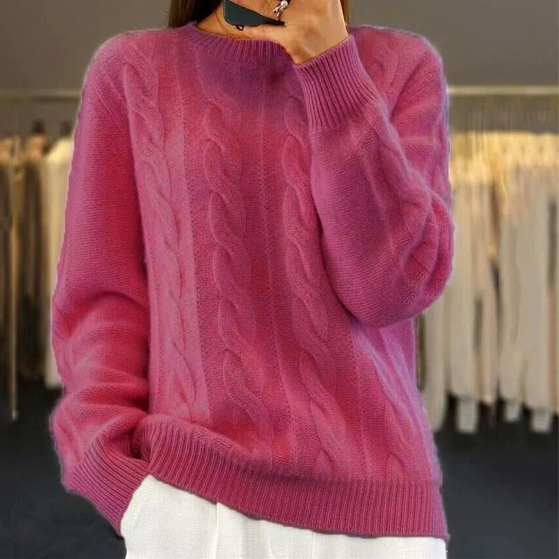 Pull Torsadé Femme – Col Rond