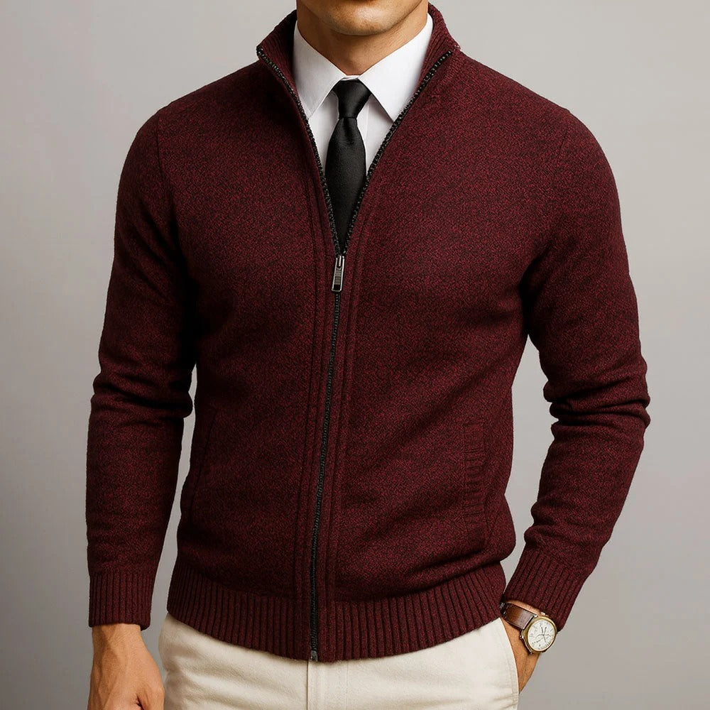 Cardigan Zippé Homme – Col Montant